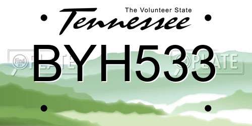 BYH533 Tennessee License Plate