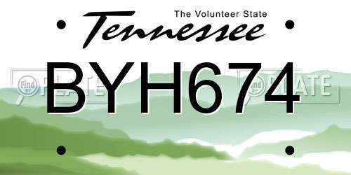 BYH674 Tennessee License Plate