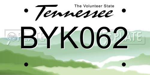 BYK062 Tennessee License Plate