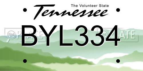 BYL334 Tennessee License Plate