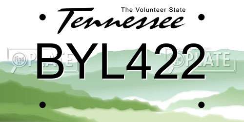 BYL422 Tennessee License Plate