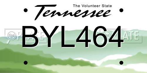 BYL464 Tennessee License Plate