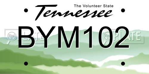 BYM102 Tennessee License Plate