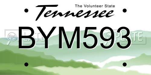 BYM593 Tennessee License Plate