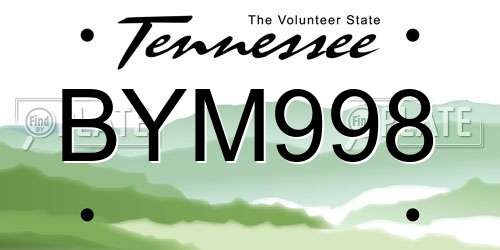 BYM998 Tennessee License Plate