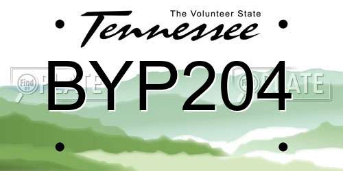 BYP204 Tennessee License Plate
