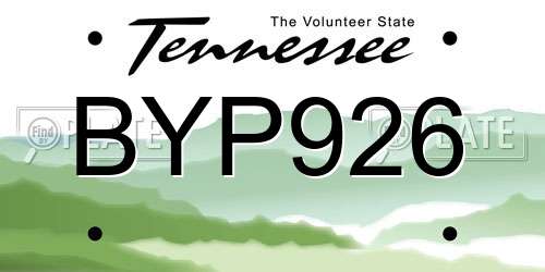 BYP926 Tennessee License Plate