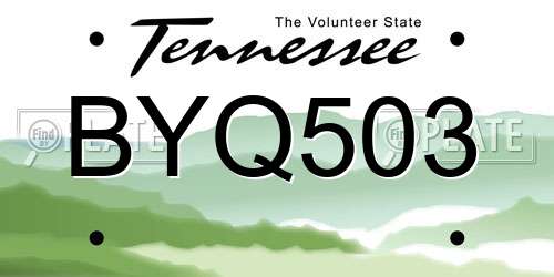 BYQ503 Tennessee License Plate