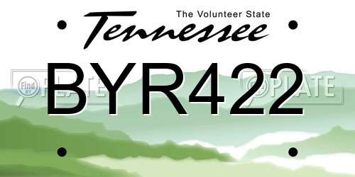 BYR422 Tennessee License Plate