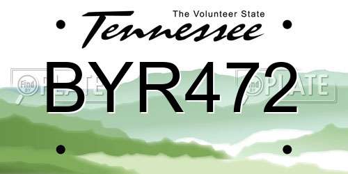 BYR472 Tennessee License Plate