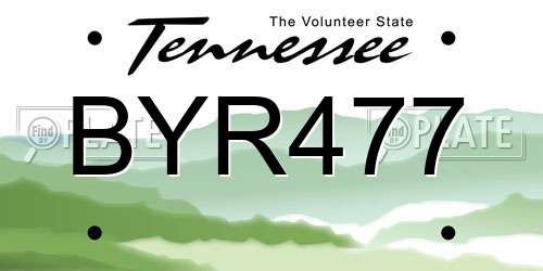 BYR477 Tennessee License Plate