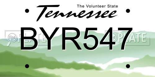 BYR547 Tennessee License Plate
