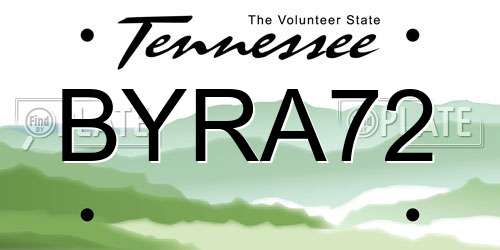 BYRA72 Tennessee License Plate