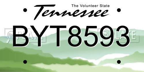 BYT8593 Tennessee License Plate