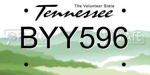 BYY596 Tennessee License Plate