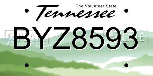 BYZ8593 Tennessee License Plate
