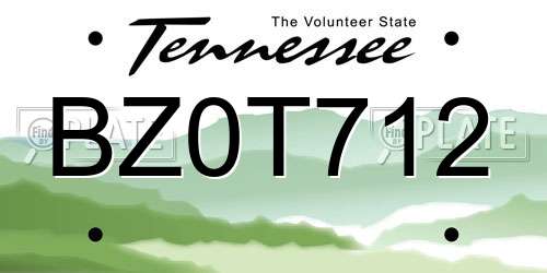 BZ0T712 Tennessee License Plate