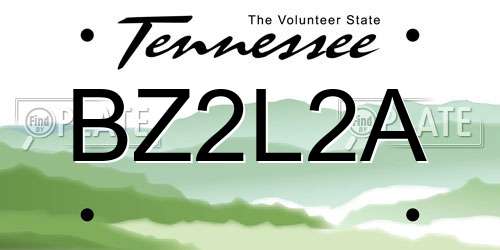 BZ2L2A Tennessee License Plate