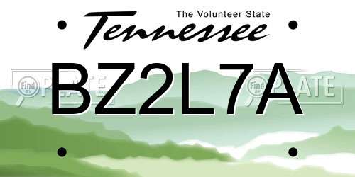 BZ2L7A Tennessee License Plate