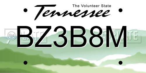 BZ3B8M Tennessee License Plate