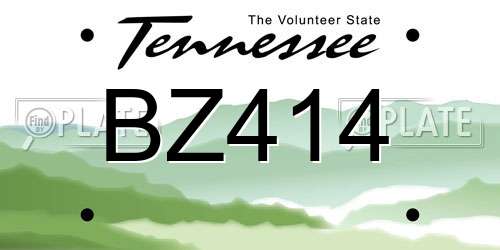 BZ414 Tennessee License Plate