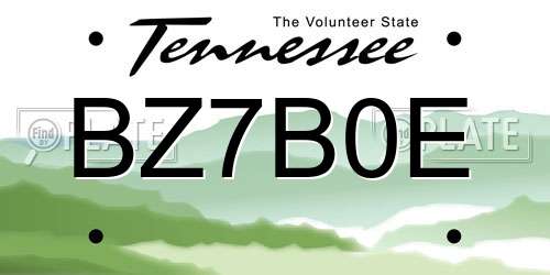 BZ7B0E Tennessee License Plate