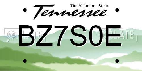 BZ7S0E Tennessee License Plate