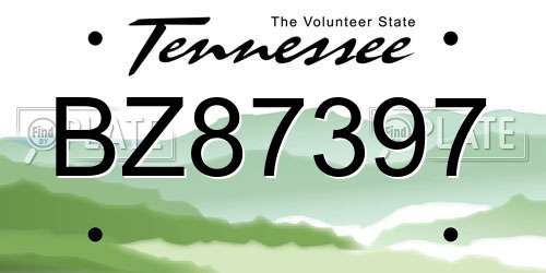 BZ87397 Tennessee License Plate