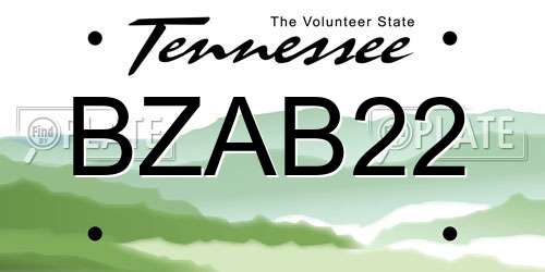 BZAB22 Tennessee License Plate