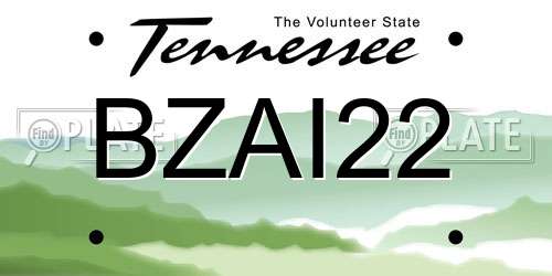 BZAI22 Tennessee License Plate