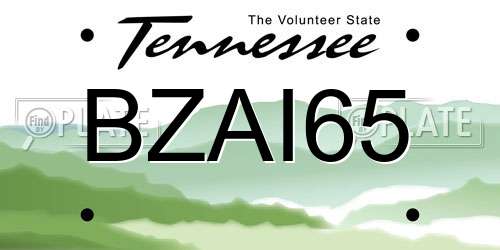 BZAI65 Tennessee License Plate