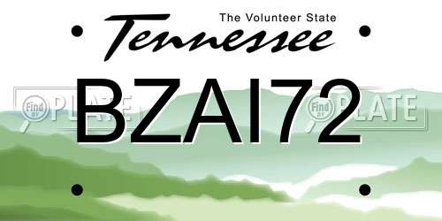 BZAI72 Tennessee License Plate