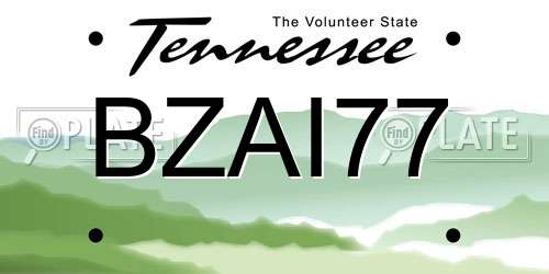 BZAI77 Tennessee License Plate