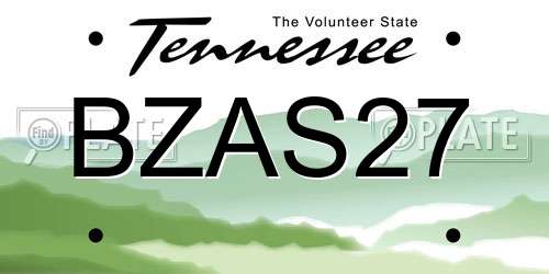 BZAS27 Tennessee License Plate