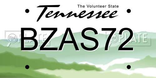 BZAS72 Tennessee License Plate