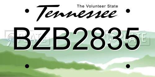 BZB2835 Tennessee License Plate