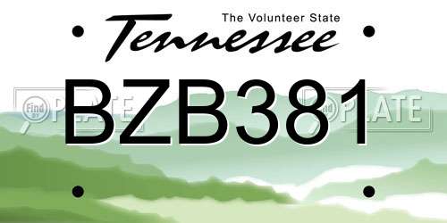 BZB381 Tennessee License Plate