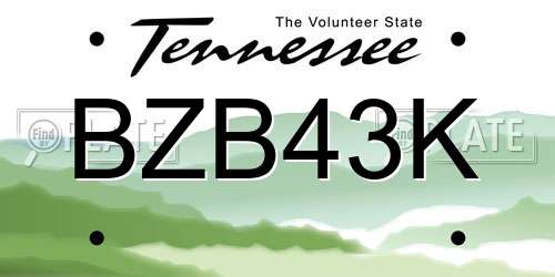BZB43K Tennessee License Plate