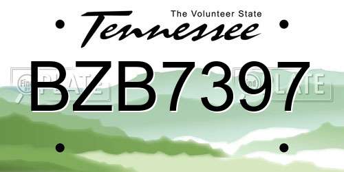 BZB7397 Tennessee License Plate