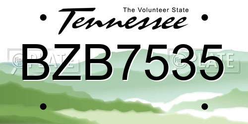 BZB7535 Tennessee License Plate