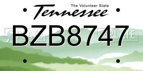 BZB8747 Tennessee License Plate