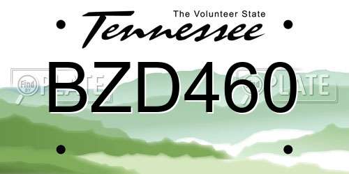 BZD460 Tennessee License Plate