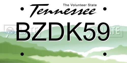 BZDK59 Tennessee License Plate