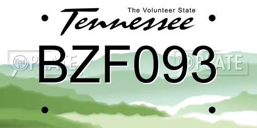 BZF093 Tennessee License Plate