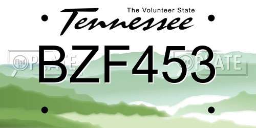 BZF453 Tennessee License Plate