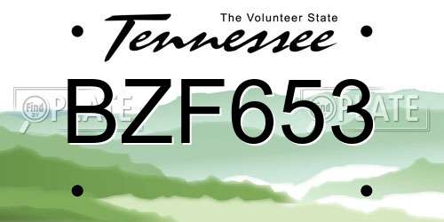 BZF653 Tennessee License Plate