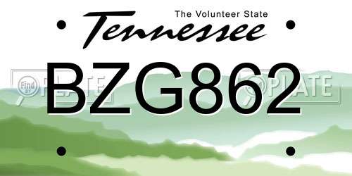 BZG862 Tennessee License Plate