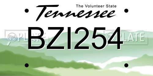 BZI254 Tennessee License Plate