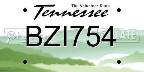 BZI754 Tennessee License Plate