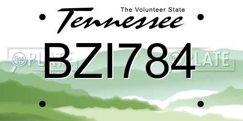 BZI784 Tennessee License Plate